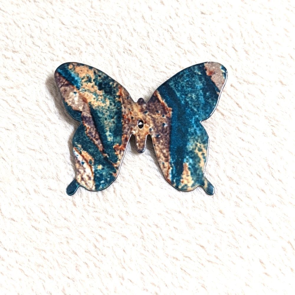 Vintage Artisan Made Marbled Enamel Butterfly Brooche - Picture 6 of 9